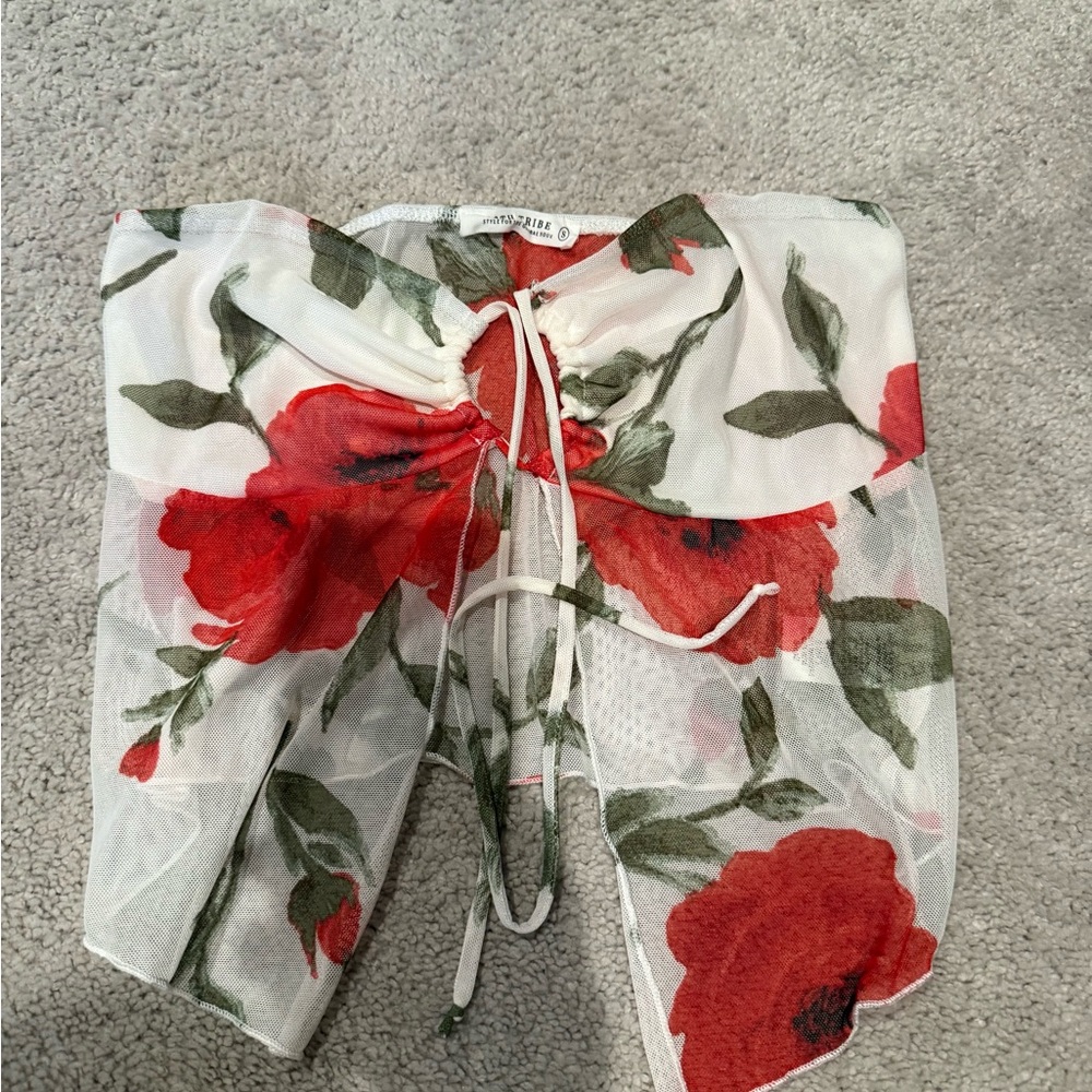12th Tribe Red and Green Mesh Top